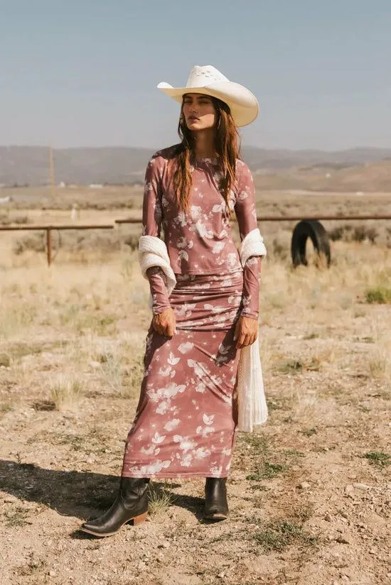 Bohme Candace Floral Maxi Skirt Burgundy Women Skirts