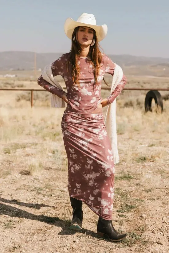 Bohme Candace Floral Maxi Skirt Burgundy Women Skirts