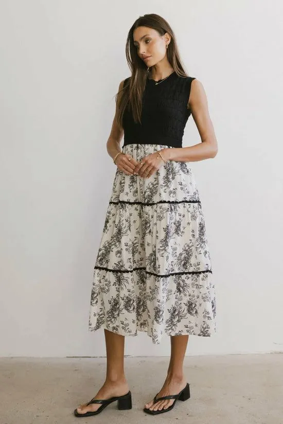 Bohme Cherney Tiered Floral Dress In Black Black Women Dresses