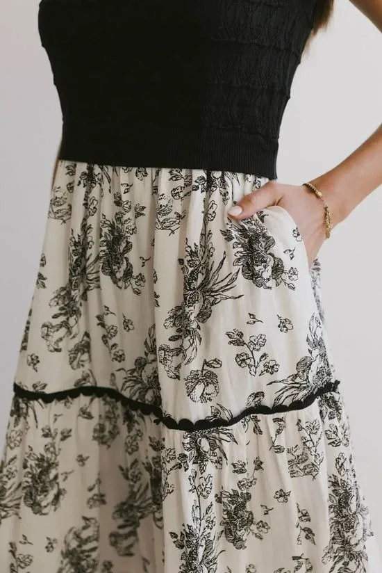 Bohme Cherney Tiered Floral Dress In Black Black Women Dresses