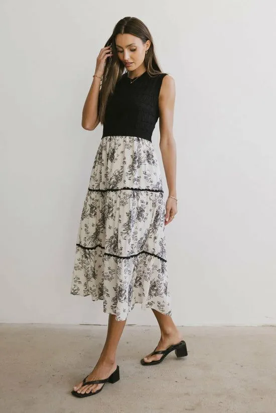 Bohme Cherney Tiered Floral Dress In Black Black Women Dresses