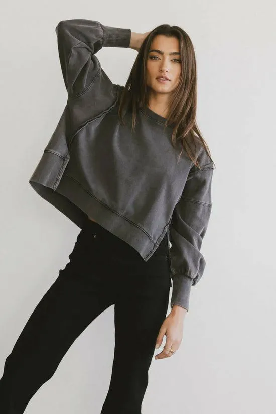 Bohme Costello Reverse Seam Crewneck In Charcoal Charcoal Women Sweaters