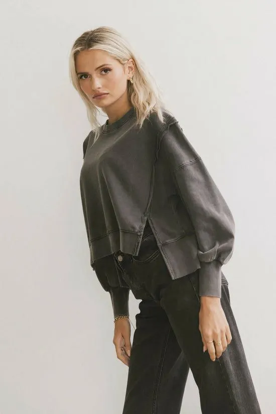 Bohme Costello Reverse Seam Crewneck In Charcoal Charcoal Women Sweaters