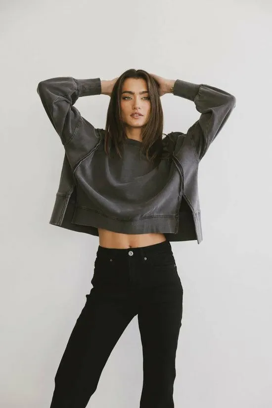 Bohme Costello Reverse Seam Crewneck In Charcoal Charcoal Women Sweaters
