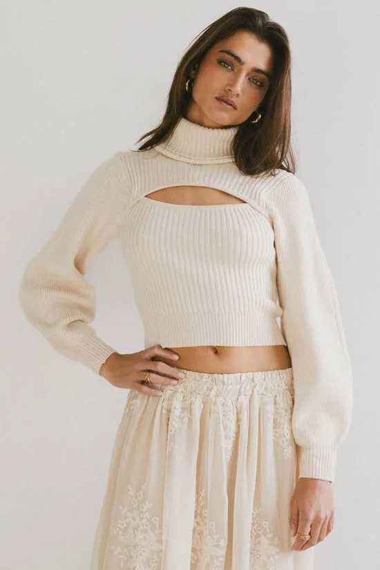 Bohme Cut Out Turtleneck Sweater In Cream Cream Women Sweaters