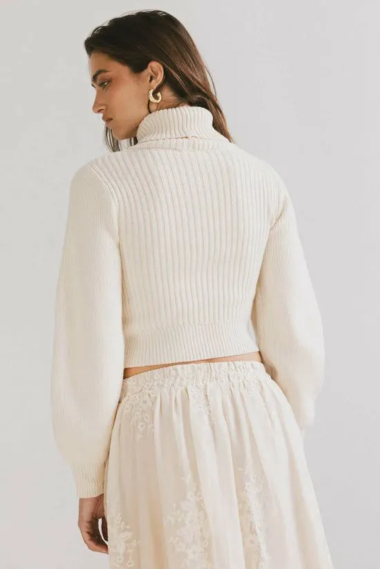 Bohme Cut Out Turtleneck Sweater In Cream Cream Women Sweaters
