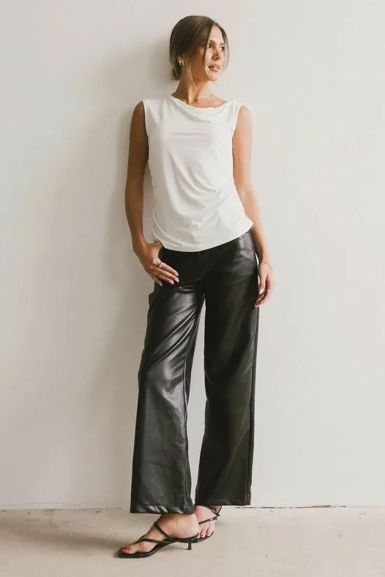 Bohme Daina Ruched Top In Ivory Ivory Women Tees and Tanks