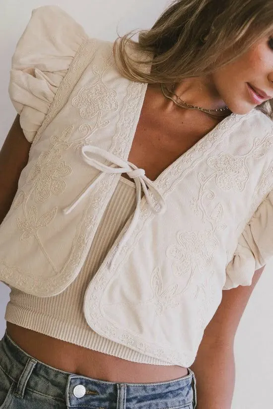 Bohme Damaris Embroidered Vest In Ecru Ecru Women Vests
