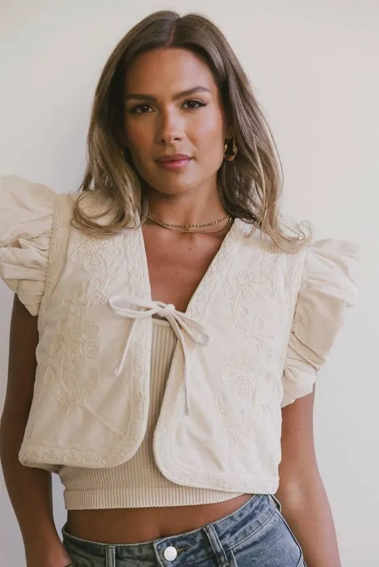 Bohme Damaris Embroidered Vest In Ecru Ecru Women Vests