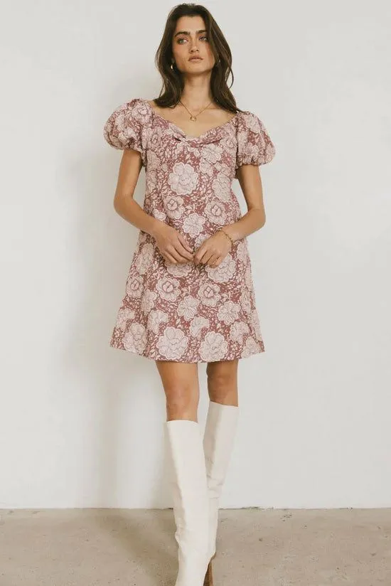 Bohme Darcella Floral Mini Dress In Mauve Mauve Women Dresses