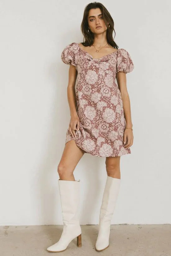 Bohme Darcella Floral Mini Dress In Mauve Mauve Women Dresses