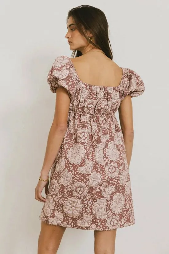 Bohme Darcella Floral Mini Dress In Mauve Mauve Women Dresses