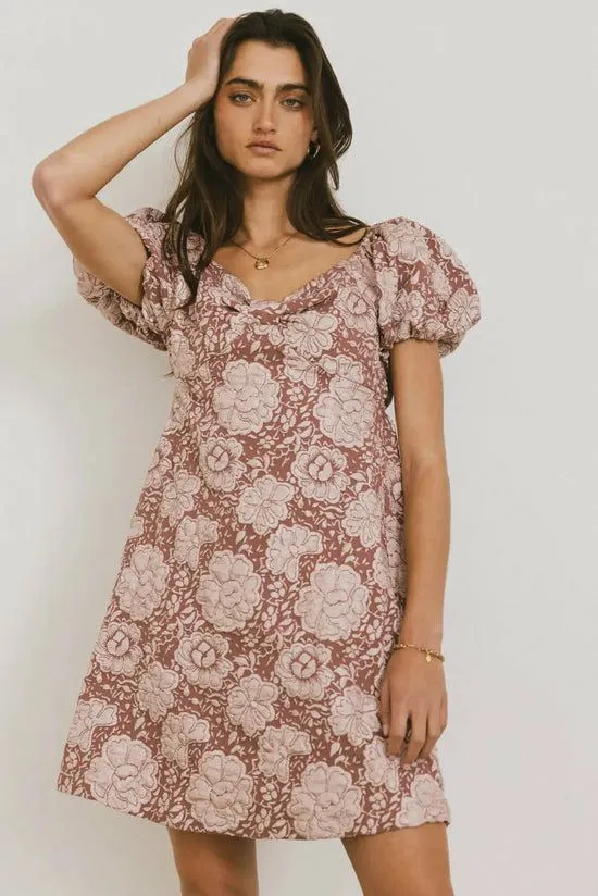Bohme Darcella Floral Mini Dress In Mauve Mauve Women Dresses