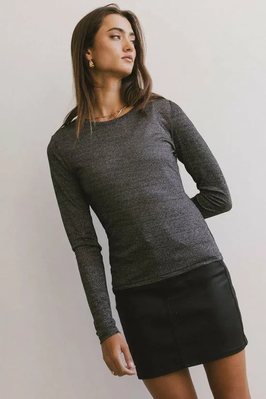 Bohme Della Shimmer Top In Black Black Women Tees and Tanks