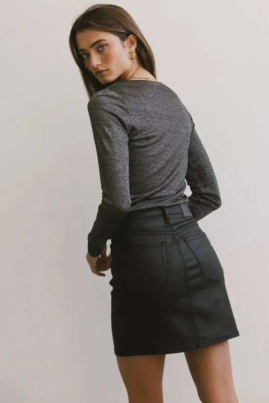 Bohme Della Shimmer Top In Black Black Women Tees and Tanks