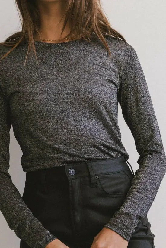 Bohme Della Shimmer Top In Black Black Women Tees and Tanks