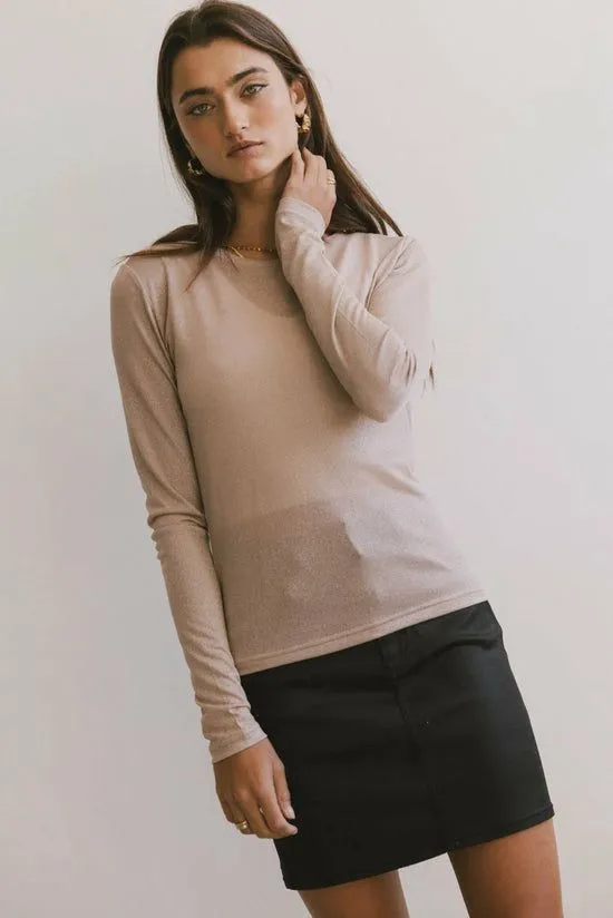 Bohme Della Shimmer Top In Mauve Mauve Women Tees and Tanks