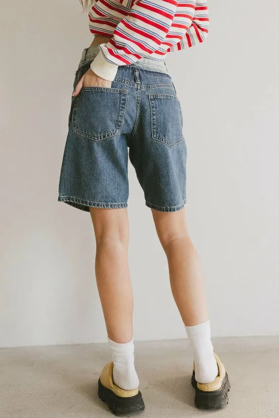 Bohme Dextrand Double Waisted Shorts Medium Wash Women Bermudas