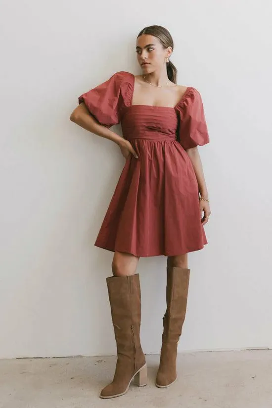 Bohme Dinah Pleated Mini Dress In Rust Rust Women Dresses