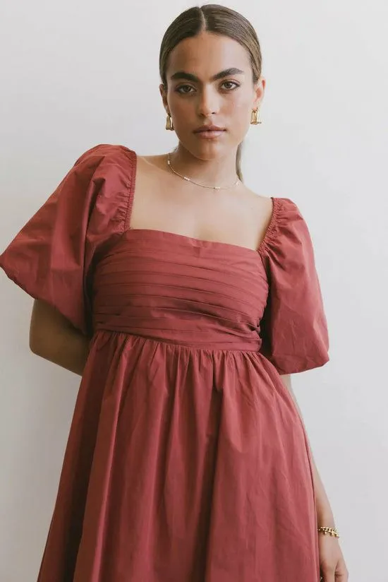 Bohme Dinah Pleated Mini Dress In Rust Rust Women Dresses