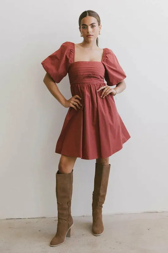 Bohme Dinah Pleated Mini Dress In Rust Rust Women Dresses