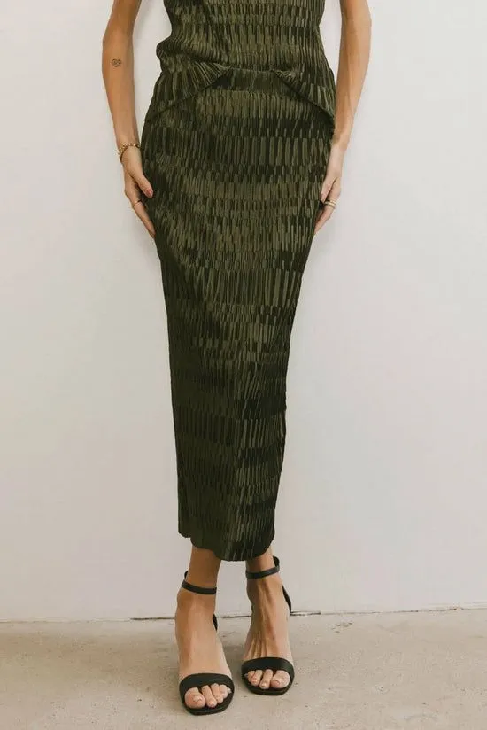 Bohme Dream Textured Skirt In Dark Moss Dark Moss Women Skirts