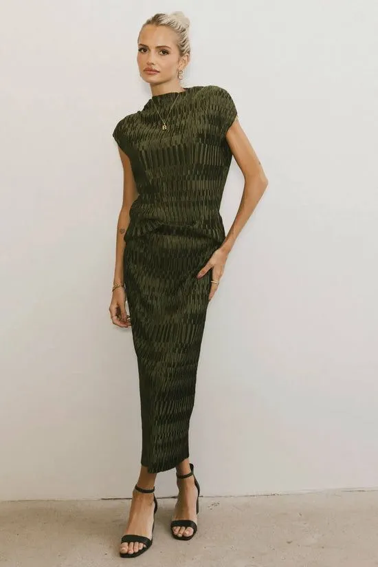 Bohme Dream Textured Skirt In Dark Moss Dark Moss Women Skirts