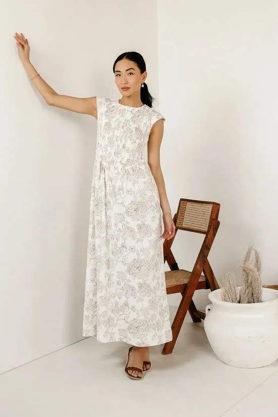 Bohme Elias Smocked Maxi Dress Cream Women Dresses