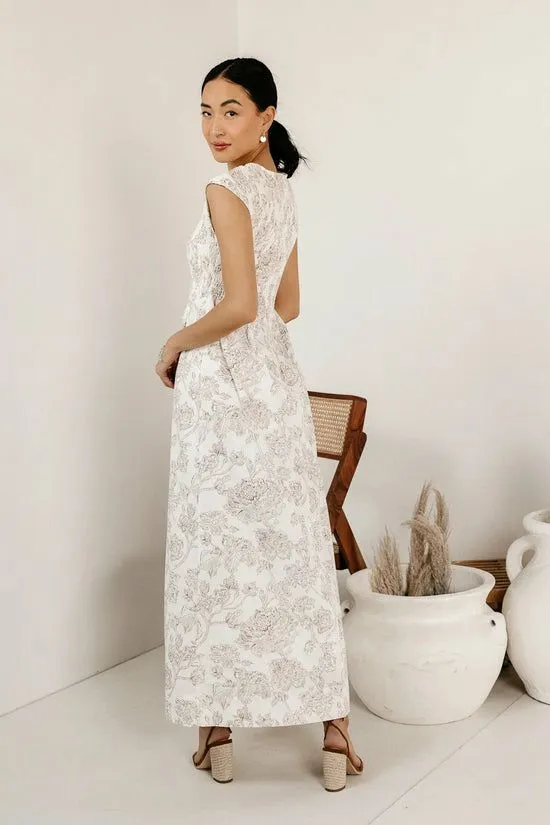 Bohme Elias Smocked Maxi Dress Cream Women Dresses