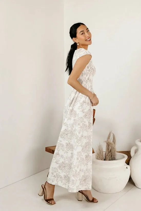 Bohme Elias Smocked Maxi Dress Cream Women Dresses