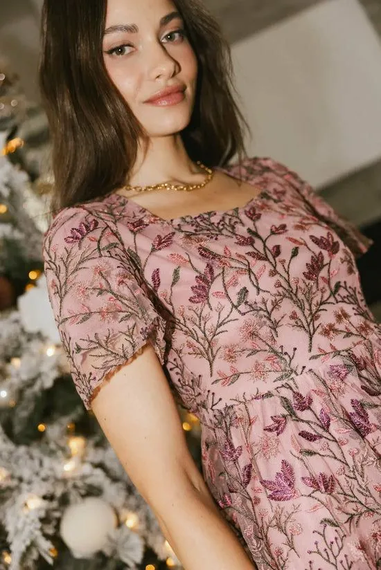 Bohme Elowyn Floral Midi Dress Pink Women Dresses