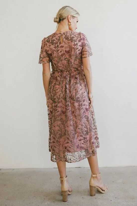 Bohme Elowyn Floral Midi Dress Pink Women Dresses