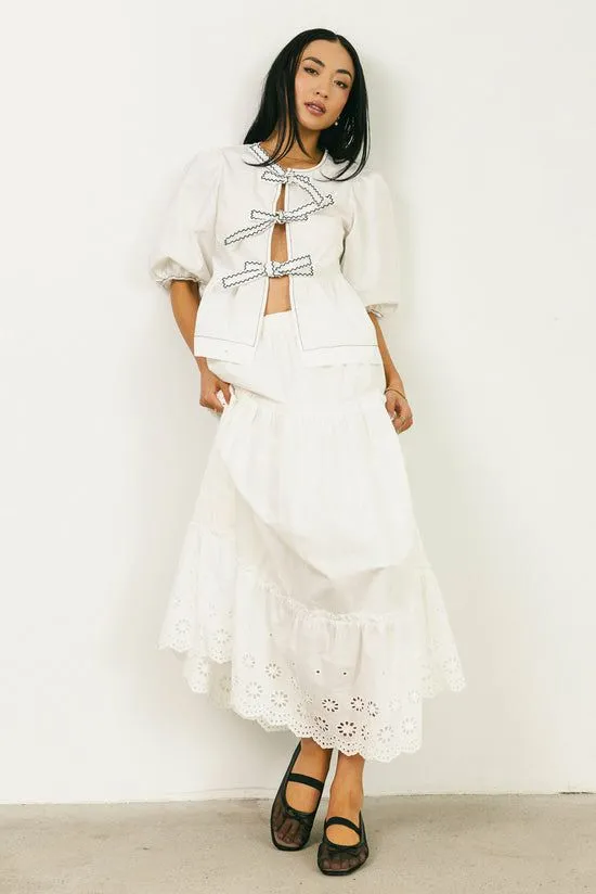 Bohme Elvie Peplum Tie Blouse In White White Women Blouses