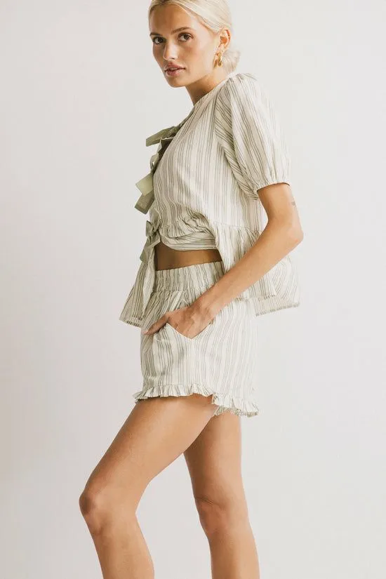 Bohme Ethel Striped Shorts Green Women Loungewear