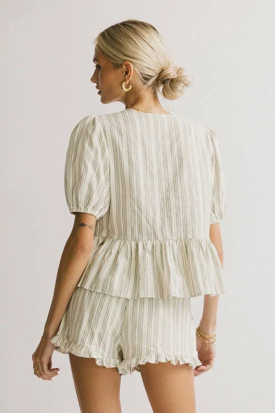 Bohme Ethel Striped Shorts Green Women Loungewear