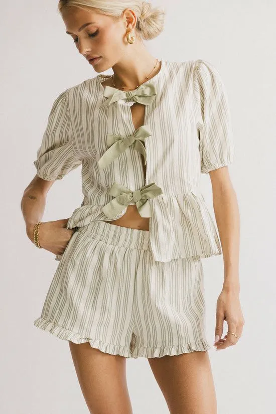 Bohme Ethel Striped Shorts Green Women Loungewear