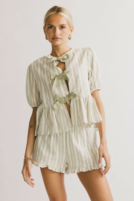 Bohme Ethel Tie Front Blouse Green Women Loungewear
