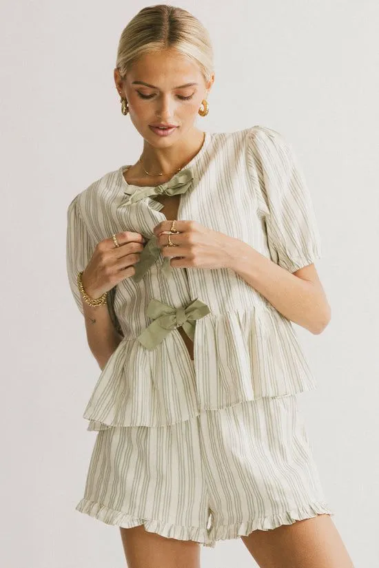 Bohme Ethel Tie Front Blouse Green Women Loungewear