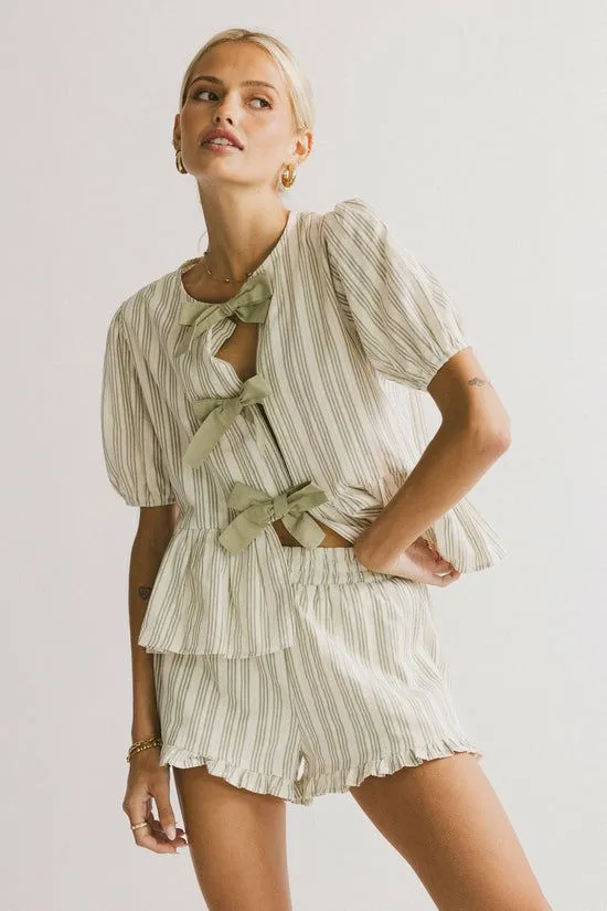 Bohme Ethel Tie Front Blouse Green Women Loungewear
