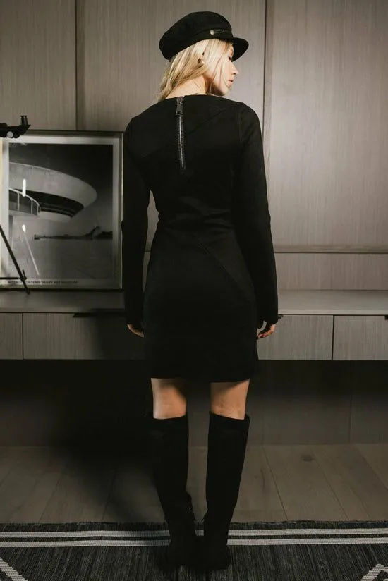 Bohme Fr Bhme Suede Zipper Short Dress Black Women Dresses