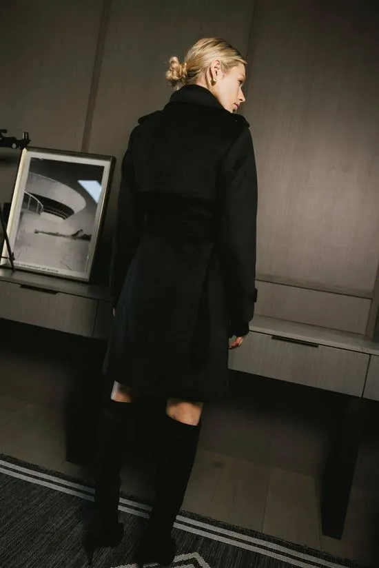 Bohme Fr Bhme Wool Trench Coat Black Women Jackets