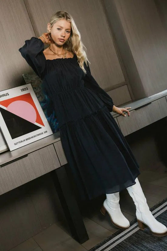 Bohme Finnian Midi Dress In Navy Navy Women Dresses