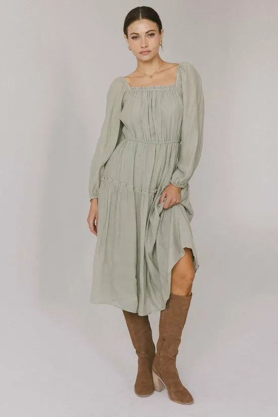 Bohme Finnian Midi Dress In Sage Sage Women Dresses