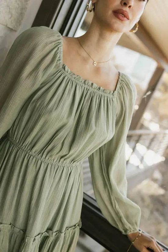 Bohme Finnian Midi Dress In Sage Sage Women Dresses