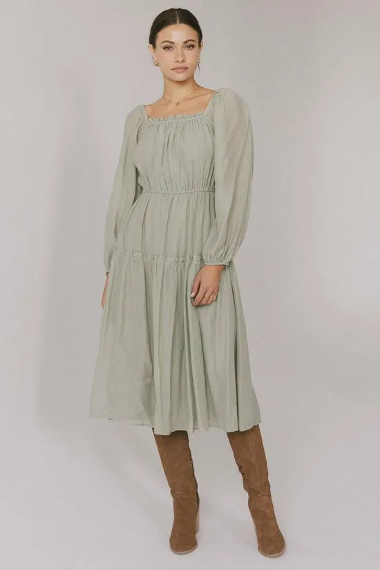 Bohme Finnian Midi Dress In Sage Sage Women Dresses