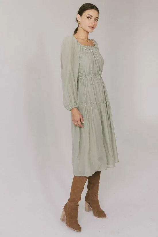 Bohme Finnian Midi Dress In Sage Sage Women Dresses