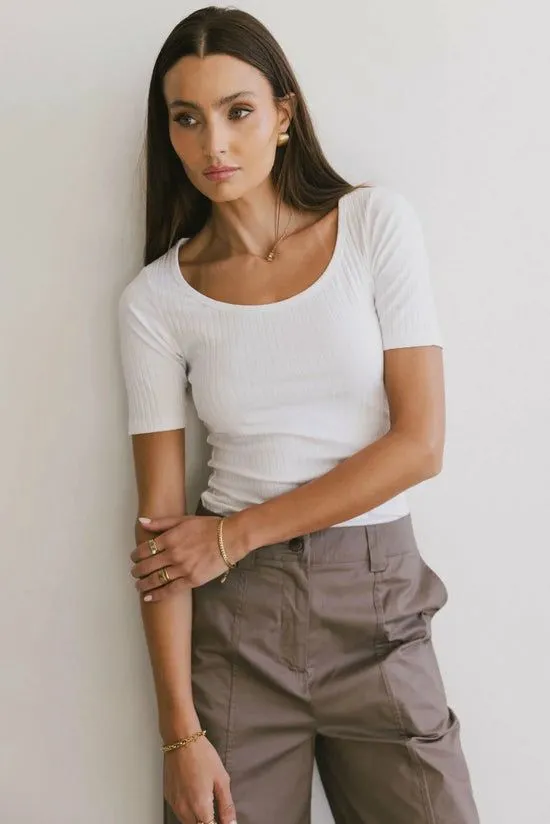 Bohme Frank And Oak The Ribbed Top White Women Tees and Tanks