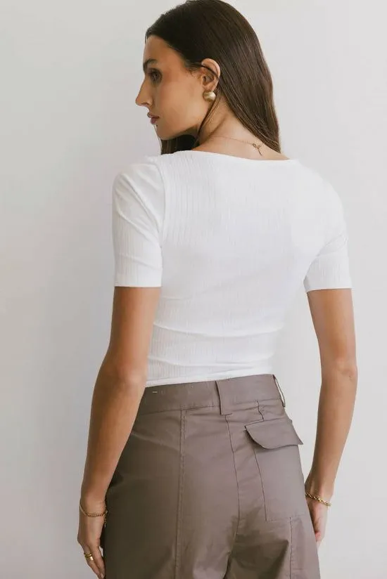 Bohme Frank And Oak The Ribbed Top White Women Tees and Tanks