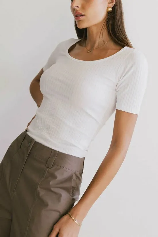 Bohme Frank And Oak The Ribbed Top White Women Tees and Tanks