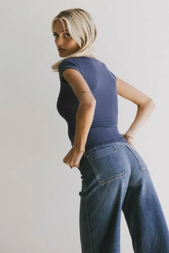 Bohme Freya Ribbed Top In Navy Navy Women Tees and Tanks